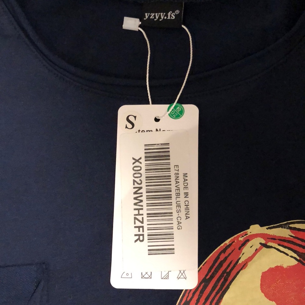 36. YESNO | NWT Navy Short Sleeve Tee with Pocket Square and Girl Graphic - Picture 3 of 8